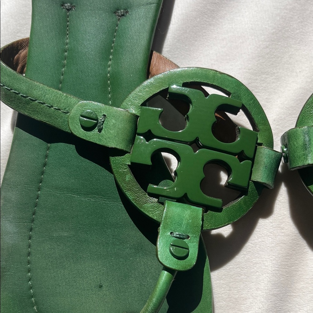 Tory Burch Forest Green Slide Sandals - Picture 4 of 7